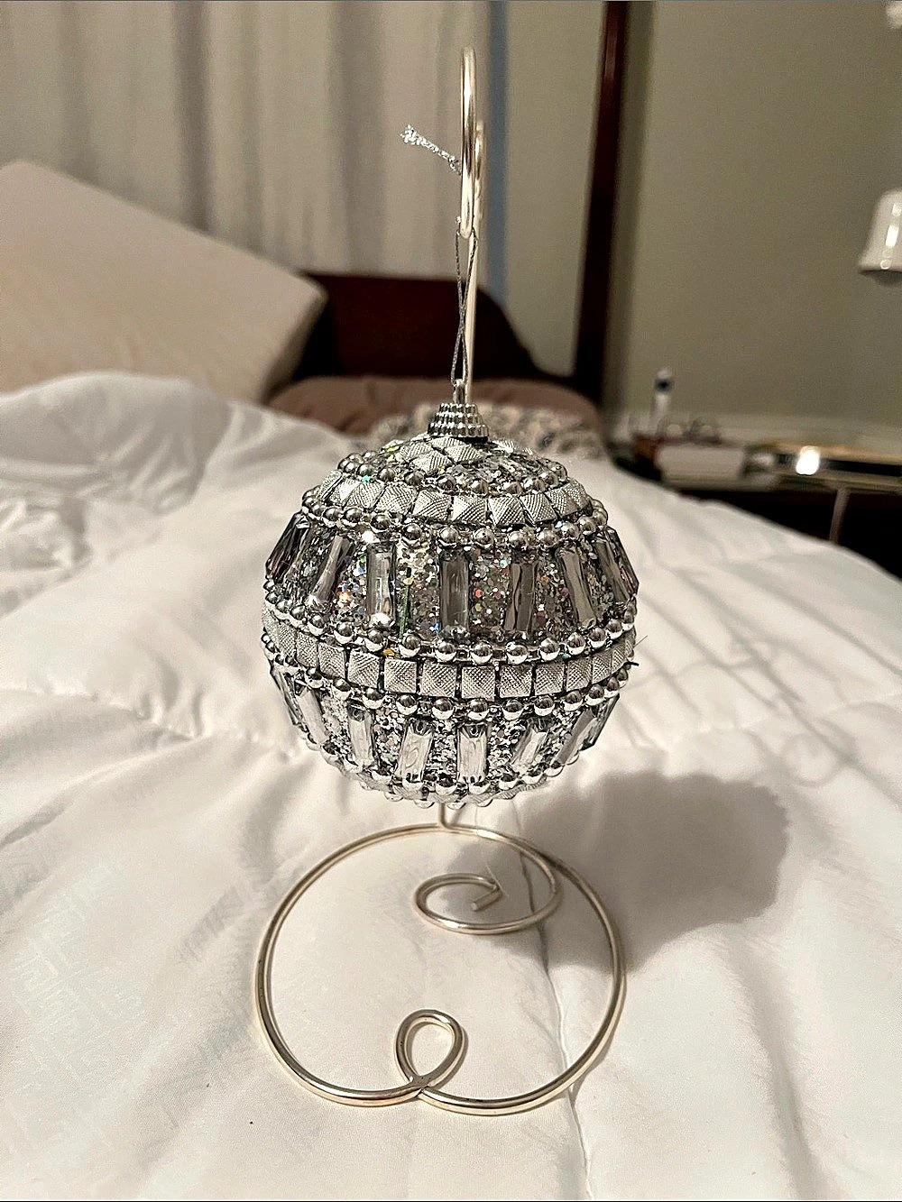 Silver Hanging Ornament and decorative stand